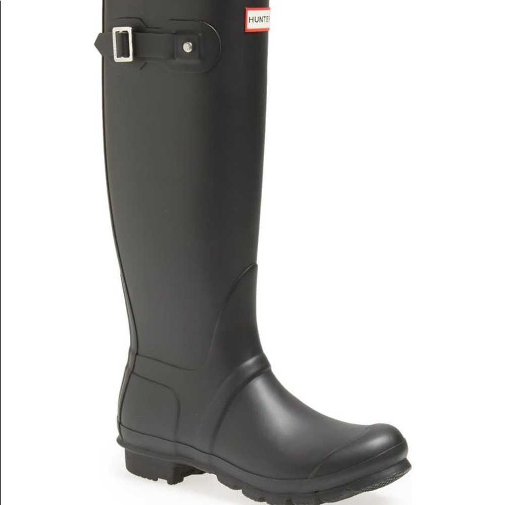 Hunter tall black rain boots size 8